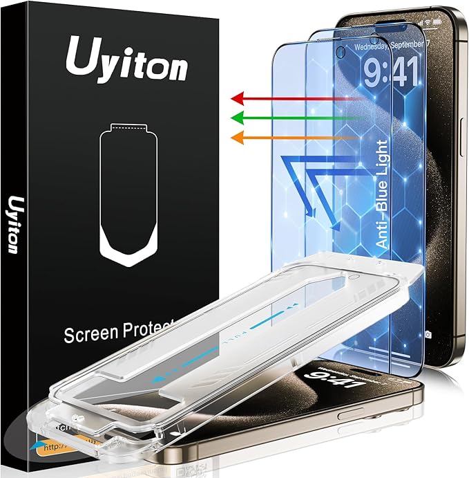 Uyiton Anti-Blue Light for iPhone 15 Pro Screen Protector by Uyiton