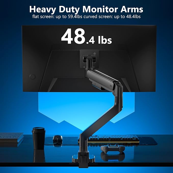 WALI 24-57" Monitor Arm, Heavy Duty Gas Spring Desk Mount - Image 3