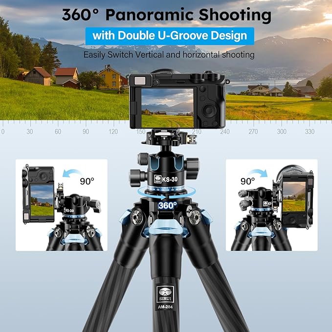 SIRUI Carbon Fiber Camera Tripod, 50.7" Professional Heavy Duty Tripod - Image 7