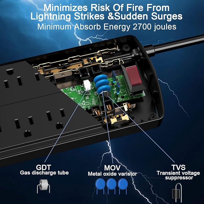 10 Feet Surge Protector Power Strip - Image 5
