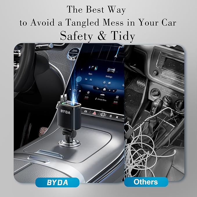 4 in 1 Retractable Car Charger for iPhone, 69W USB-C Fast Car Charger - Image 5