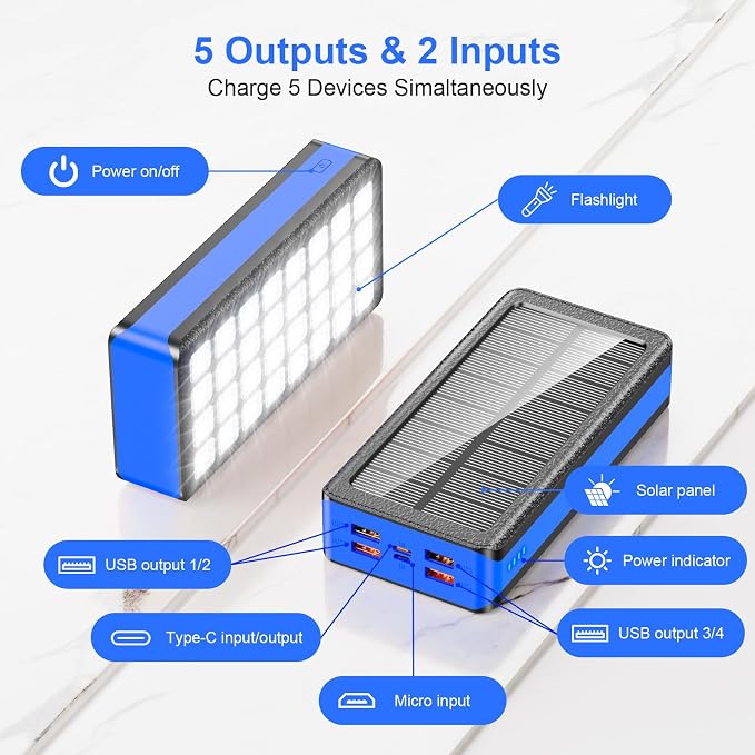 Solar Charger Power Bank 66800mAh Portable Charger - Image 2