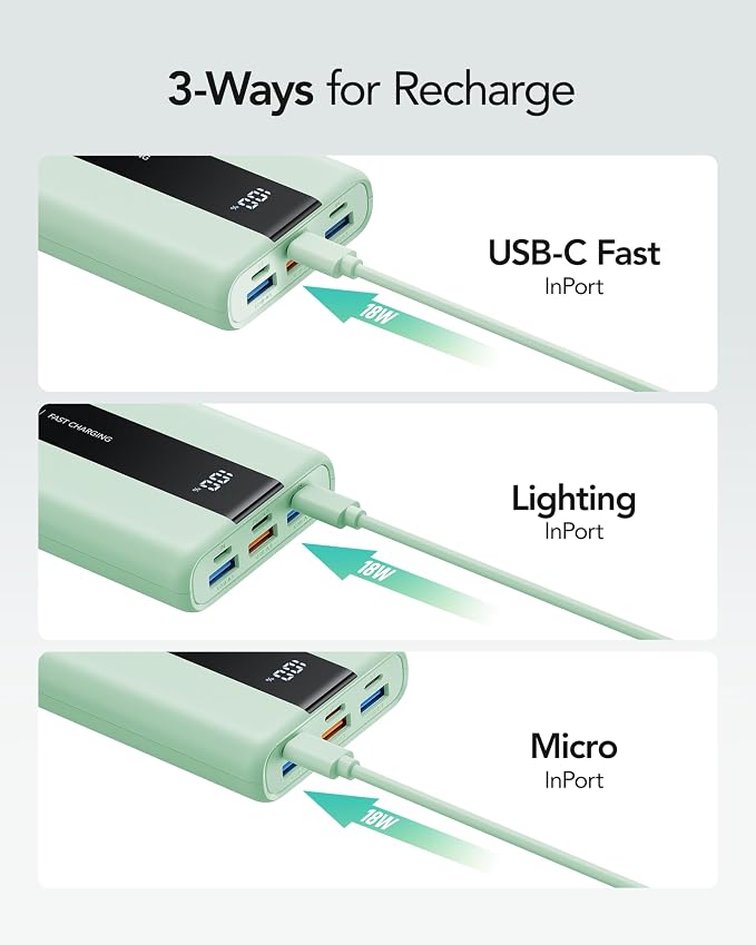 VRURC Power Bank, 20000mAh Portable Charger Fast Charging, Compact Travel - Image 7