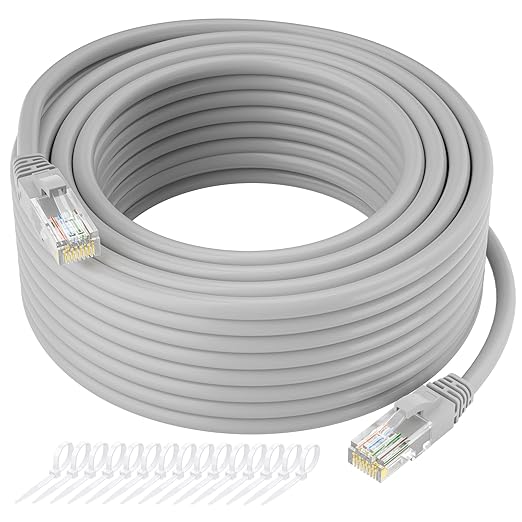 Cat5e Ethernet Cable 50 FT, Long Cat 5e Internet Cable, Standard RJ45 Connector by Kxable