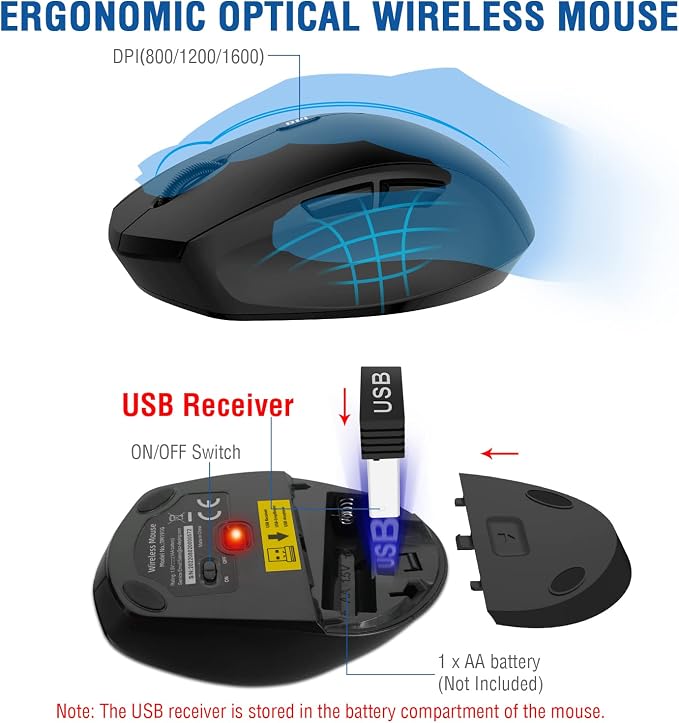 Wireless Keyboard Mouse Combo, EDJO 2.4G Full-Sized Large Wireless Keyboard - Image 4