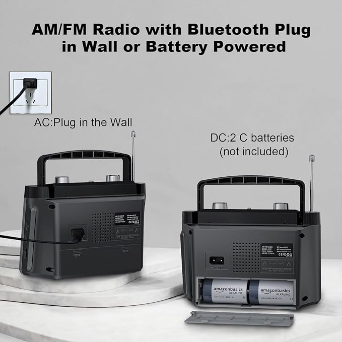 Portable AM FM Radio with Best Reception, Transistor Radio with Bluetooth Plug - Image 3