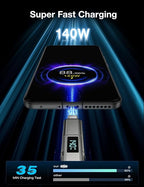 4 in 1 USB C Cable with Wattage Display, 140W Flat Nylon Braided Multi Charge - Image 4