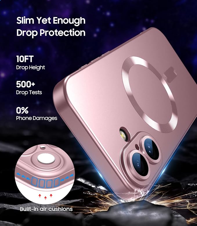 Magnetic for iPhone 16 Plus Case Slim Soft Silicone Bumper Shockproof Metallic - Image 5