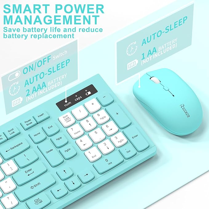 Wireless Keyboard and Mouse Combo, Full-Sized Quiet Wireless Keyboard and - Image 4