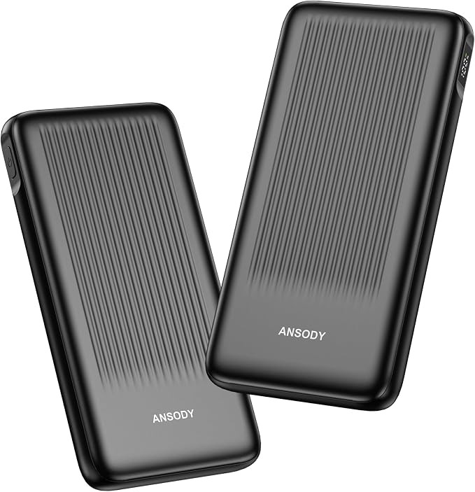 2-Pack 10000mAh Power Bank Fast Charging, 22.5W Compact USB C Portable Charger by Ansody