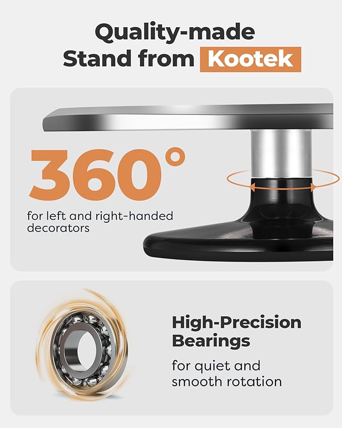 Kootek Aluminium Alloy Revolving Cake Stand 12 Inch Rotating Cake Turntable - Image 2