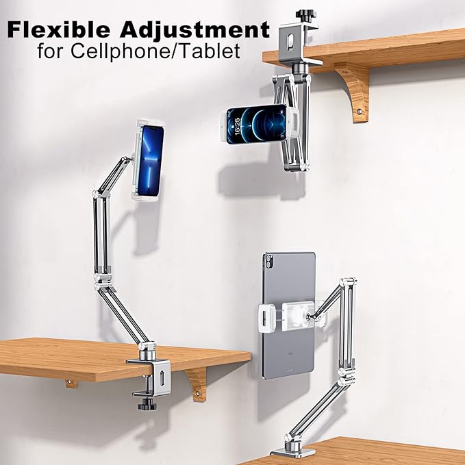 OATSBASF Phone and Tablet Holder Bed Gooseneck Mount, Aluminum Long Arm - Image 2