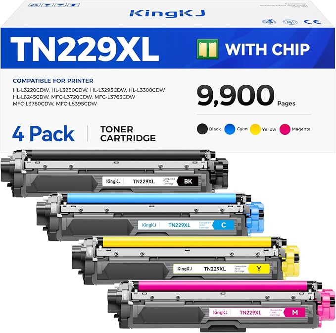 TN229XL Toner Cartridge Set 4-Pack Replacement by KingKJInkToner