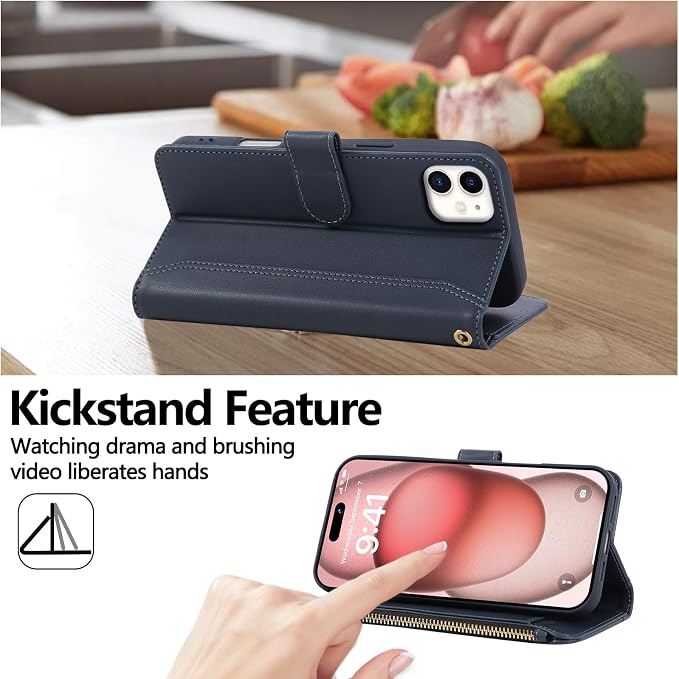 Compatible with iPhone 12/12 Pro Wallet Phone Case-PU Leather Magnetic Flip - Image 3