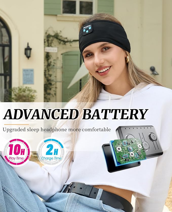 Perytong Sleep Headphones Bluetooth Headband Wireless Headphone Headband - Image 6