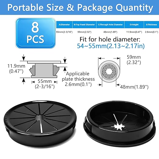 8 Pcs Cable Grommet, Snap Bushing 2-3/16" Mounting Diameter, Flexible - Image 9