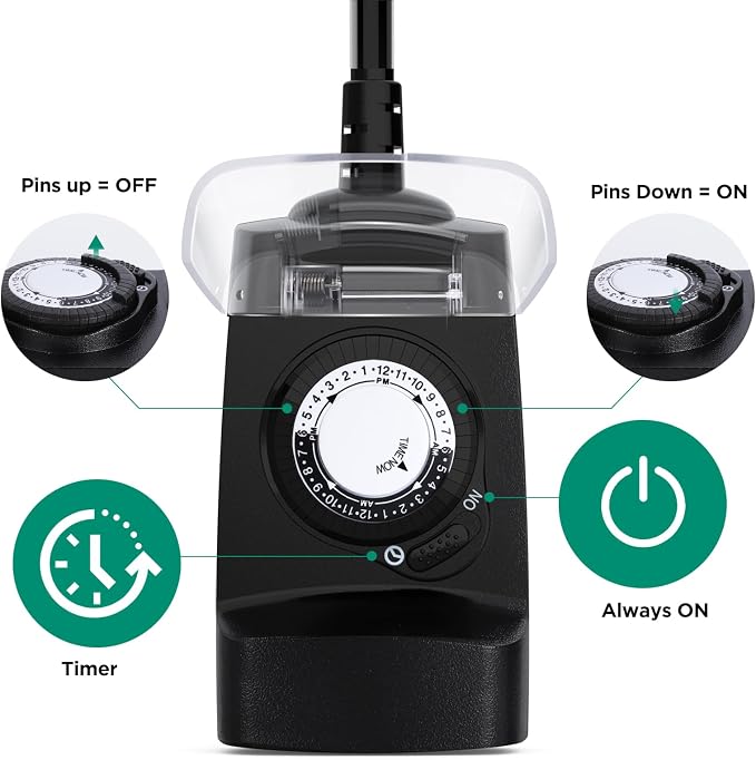 G-Homa 24 Hour Mechanical Outdoor Timer Outlet, Outdoor Timer - Image 2