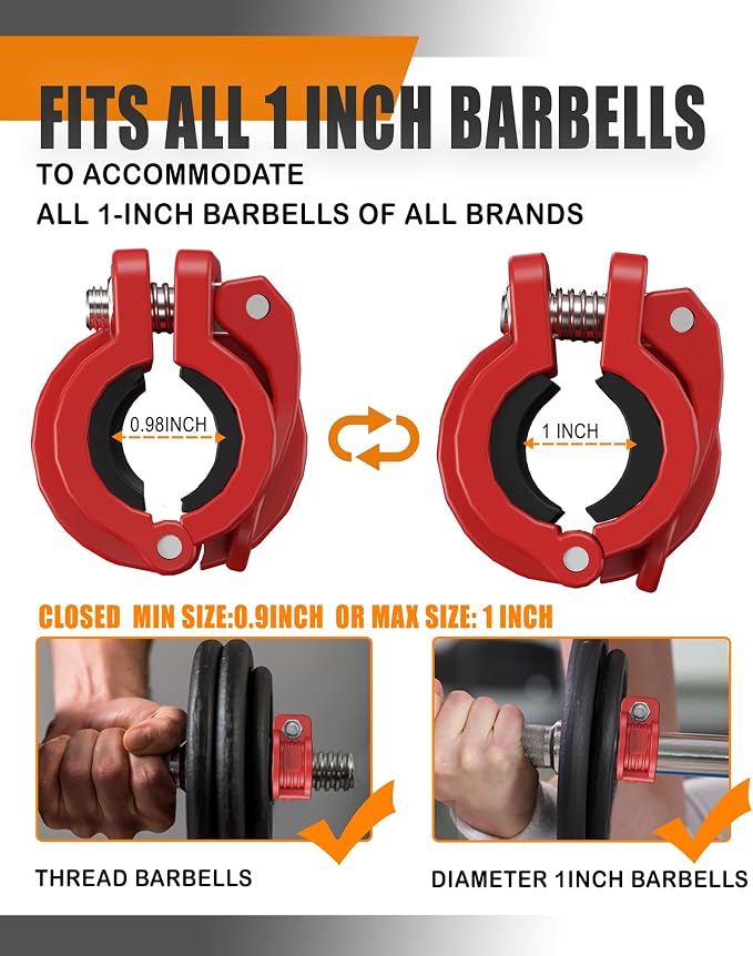 MAXRICH T Barbell Clamp 1 inch Multiple Sizes & Adjustable Weight Clips - Image 4