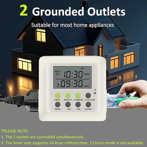 3-in-1 Dual Outlet Timer Plug - Image 2