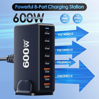 600W USB C Fast Charger Block, 8 Port Charging Station, GaN Ⅲ Multi Port - Image 2