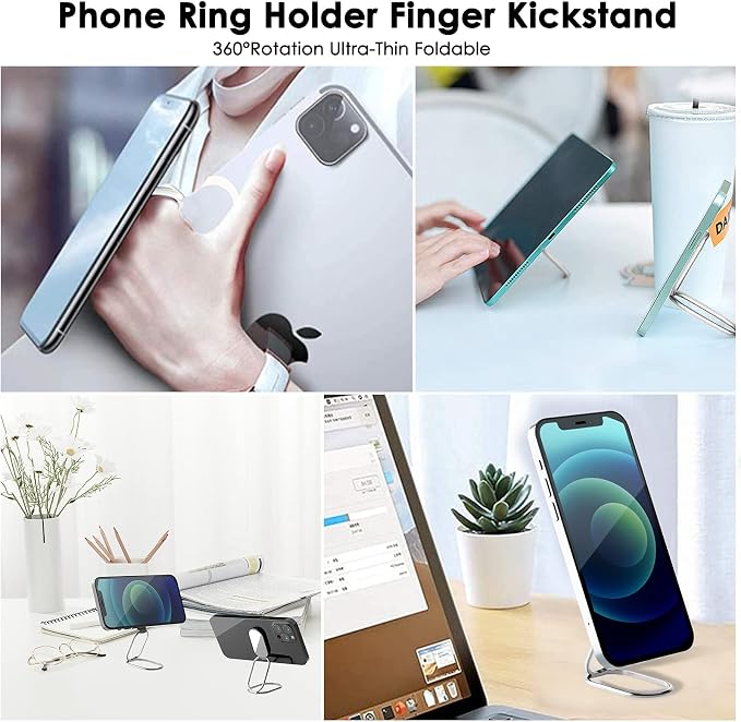 Phone Ring Holder Finger Kickstand, 360° Rotation Metal Phone Grip - Image 6