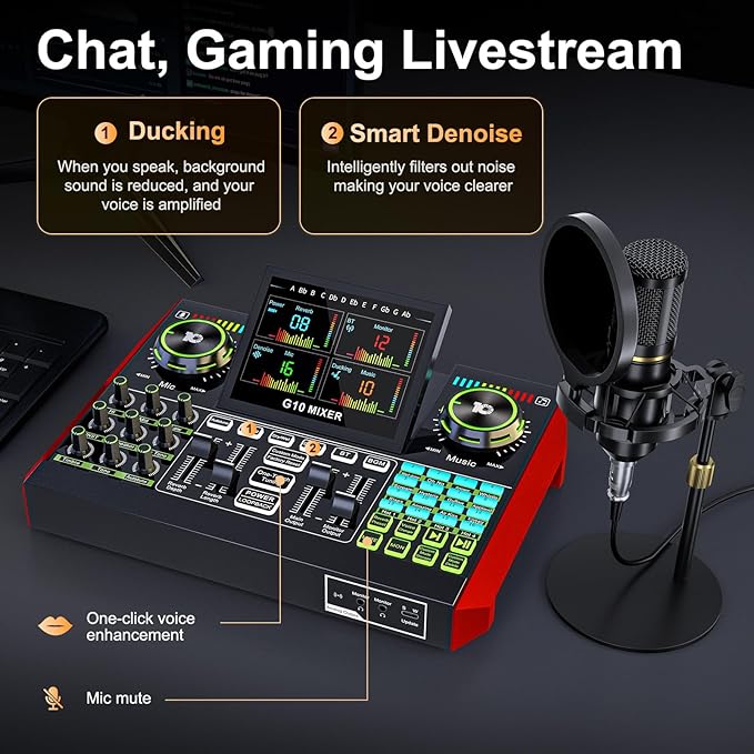 Podcast Microphone Bundle with Live Sound Card Audio Mixer, Podcast Equipment - Image 6