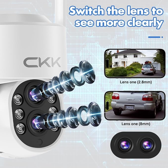 CKK 【Dual Wi-Fi, Dual Lens】 Wireless Security Camera System, AI Motion - Image 3
