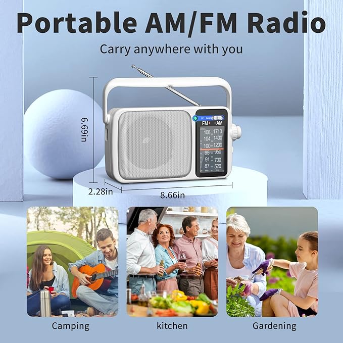 YOWGULF AM FM Radio with Best Reception, Battery Operated or AC Power, Large - Image 7