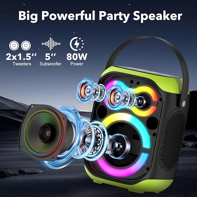 Portable Bluetooth Speakers 80W Big Powerful Wireless Outdoor Loud Stereo Deep - Image 2