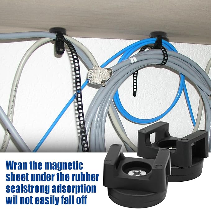 20Pcs Magnetic Cable Zip Tie Base, Heavy Duty Wire Cable Holder Supplies - Image 4