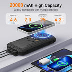 Solar Power Bank 20000mAh Wireless Portable Charger Built-in 3 Cables 15W USB-C - Image 4