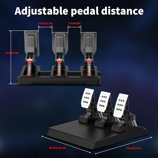 DOYO Racing Pedals, PC Gaming Steering Wheel Metal Pedal Set - Image 7