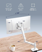 Single Monitor Arm Desk Mount, Holds Screens up to 40 Inches and 25 lbs - Image 2