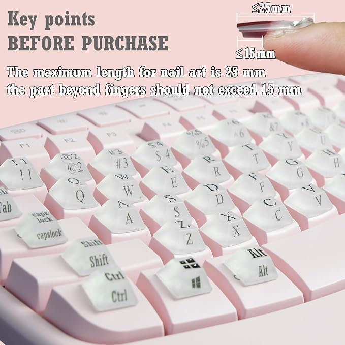 80 Pcs Keyboard Sticker for Long Nails Typing and Gaming, Symbolic and - Image 4
