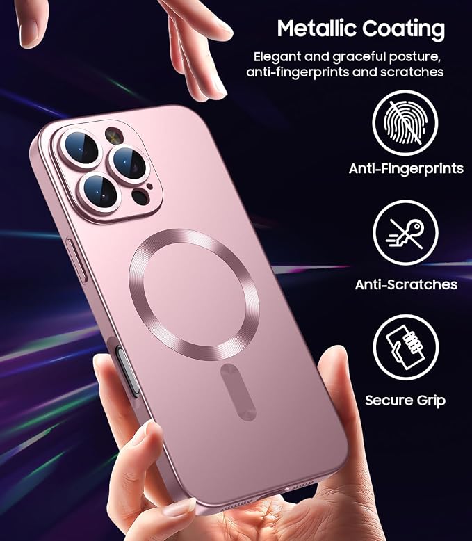 Magnetic for iPhone 16 Pro Case Slim Soft Silicone Bumper Shockproof Metallic - Image 6