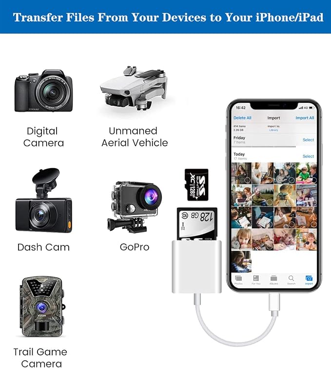 Lightning to SD & TF Card Reader Adapter, Apple MFi Certified 2 in 1 Micro SD - Image 5