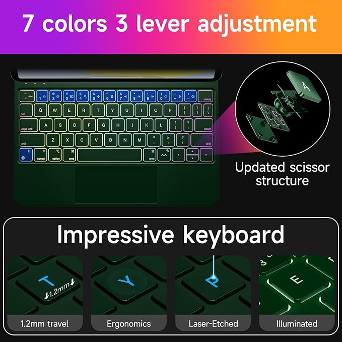HOU Keyboard Case for iPad Air 11 inch 2025/2024&iPad Pro 11 Inch Gen 2022 - Image 6