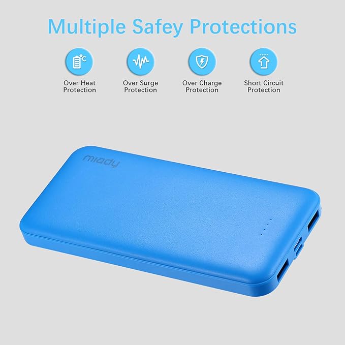 Miady 2-Pack 10000mAh Dual USB Portable Charger, Type-C Fast Charging Power Bank - Image 5