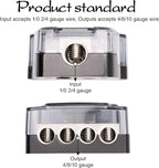 4 Way Power Distribution Block 1x 0/2/4 Gauge in 4X 4/8/10 Gauge Out Nickel - Image 3