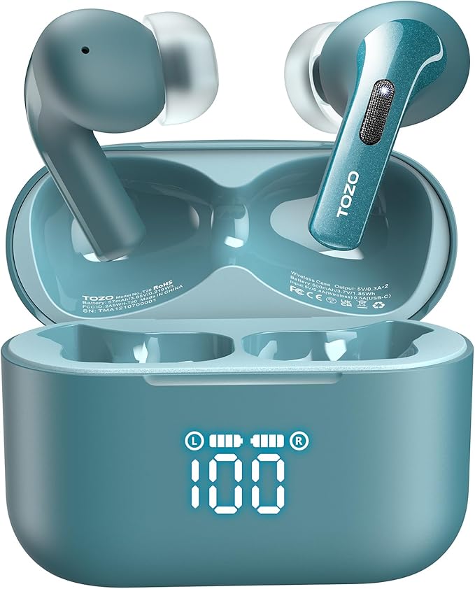 TOZO T20 Wireless Earbuds Bluetooth Headphones 48.5 Hrs Playtime by TOZO