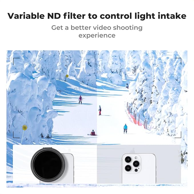 K&F Concept Clip On 67mm Variable ND2-32 Magnetic Phone Lens Filter Kit - Image 4