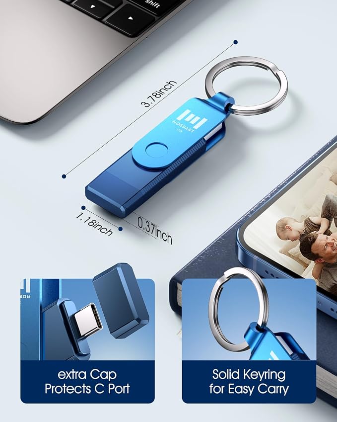 MOSDART 1TB Dual USB C Flash Drive, Speed Up to 150MB/S Type C 3.1 Thumb Drive - Image 2
