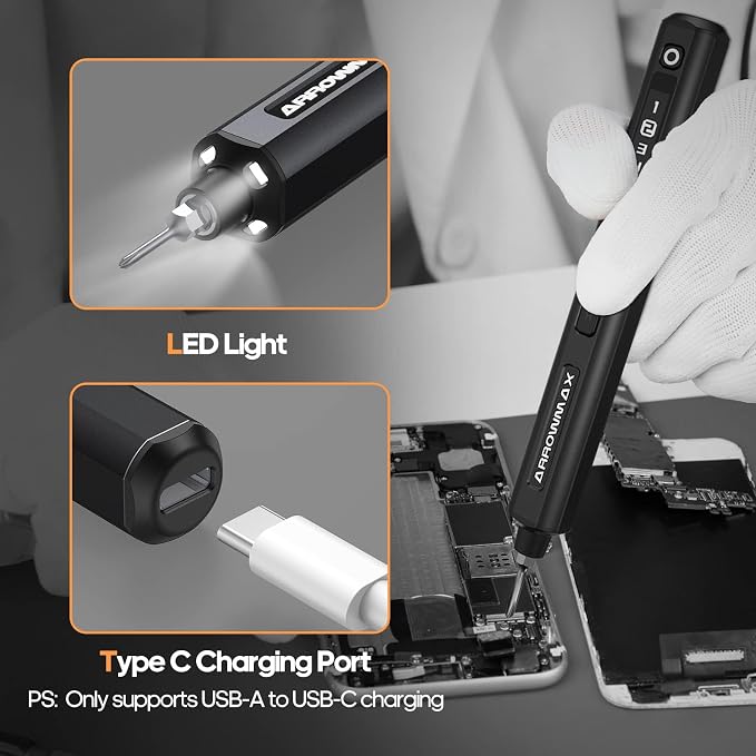 AM ARROWMAX Electric Screwdriver, Precision Screwdriver w/ 34 Magnetic Bits - Image 7