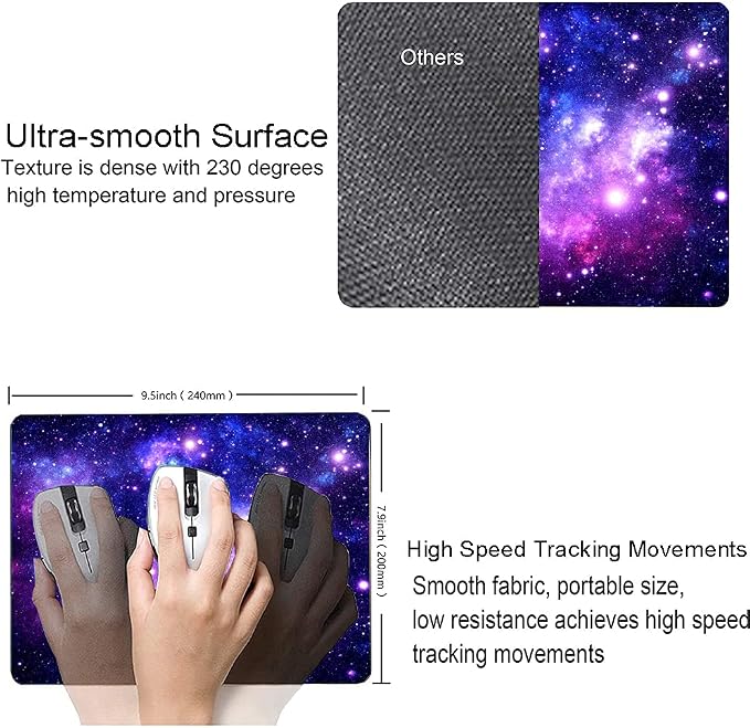 Mouse Pad, Galaxy Mouse Pad Custom Design, Square Waterproof Mouse Pad Non-Slip - Image 3