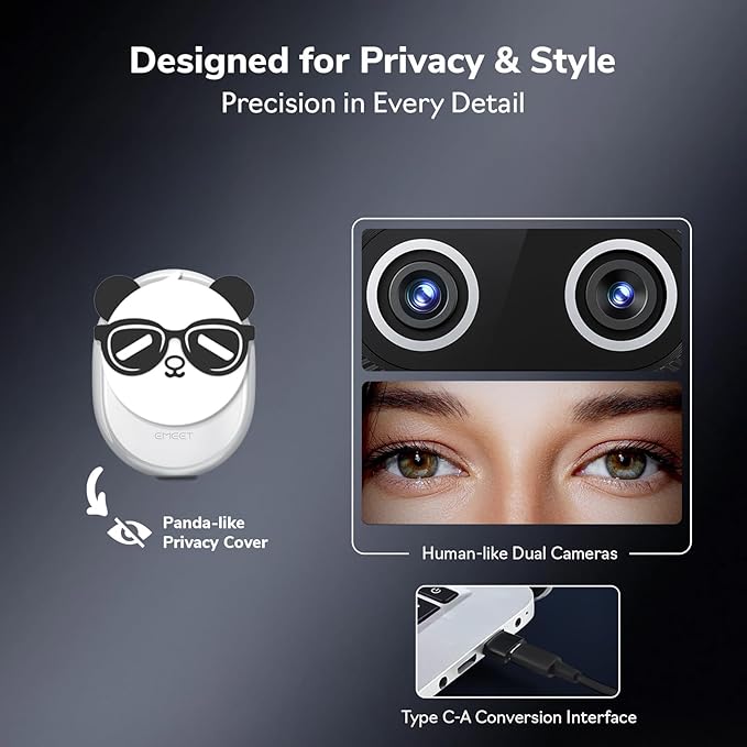EMEET Piko+ Webcam 4K, World’s 1st Dual-Camera AI-Powered 4K Camera, 1/2.55'' - Image 6