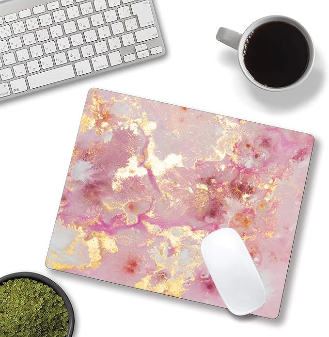Mouse Pad, Cute Pink Gold Marble Mouse Pads - Image 4