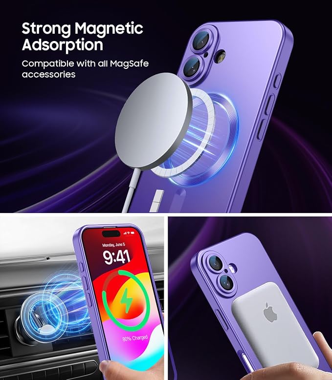 Magnetic for iPhone 16 Plus Case Slim Soft Silicone Bumper Shockproof Metallic - Image 3