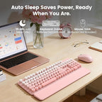 Wireless Keyboard and Mouse Combo, Magnetic Soft-Touch Wrist Rest, Round Keycaps - Image 8