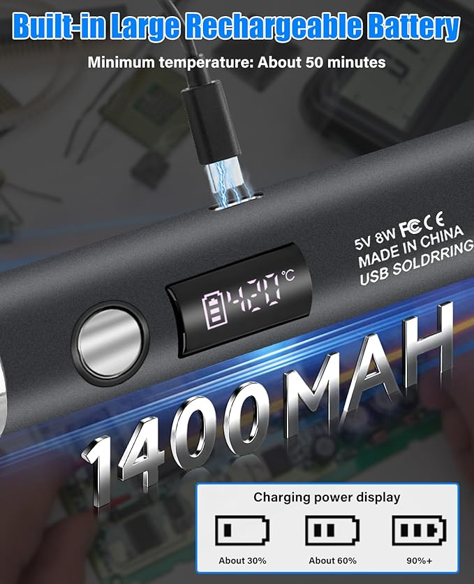 Cordless Soldering Iron Kit, 1400mAh Rechargeable Portable Cordless Soldering - Image 2