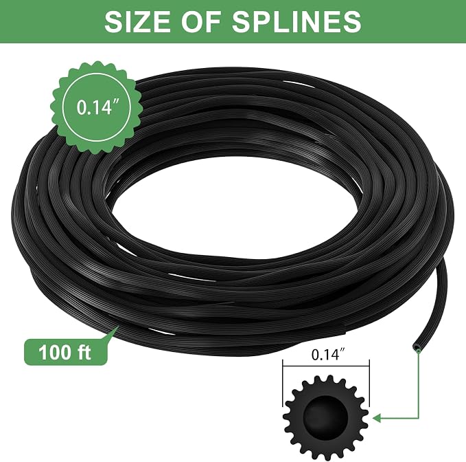 Window Screen Repair Kit, Screen Door Repair Kit, 0.14"X100' Screen Spline - Image 3